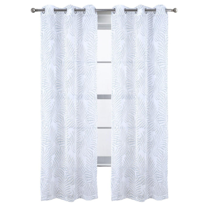 RT Designers Collection Faye Grommet Metallic Sheer Printed Doily Curtain Panel Sage