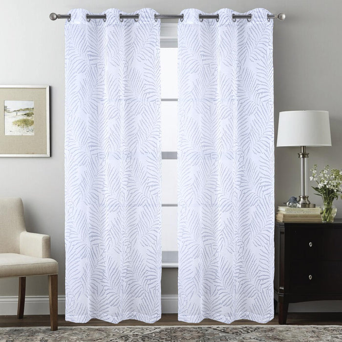 RT Designers Collection Faye Grommet Metallic Sheer Printed Doily Curtain Panel Blue
