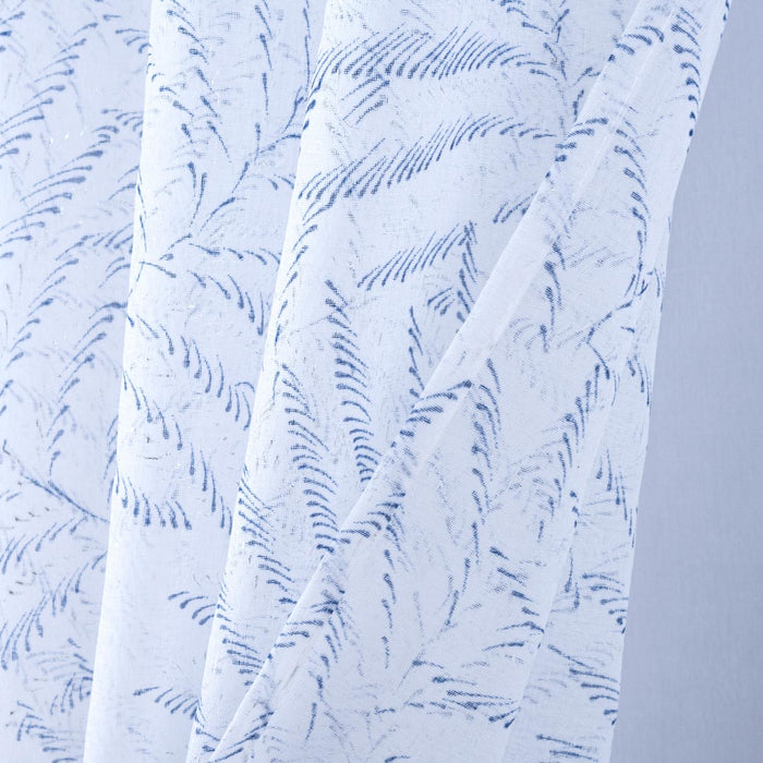 RT Designers Collection Faye Grommet Metallic Sheer Printed Doily Curtain Panel Blue