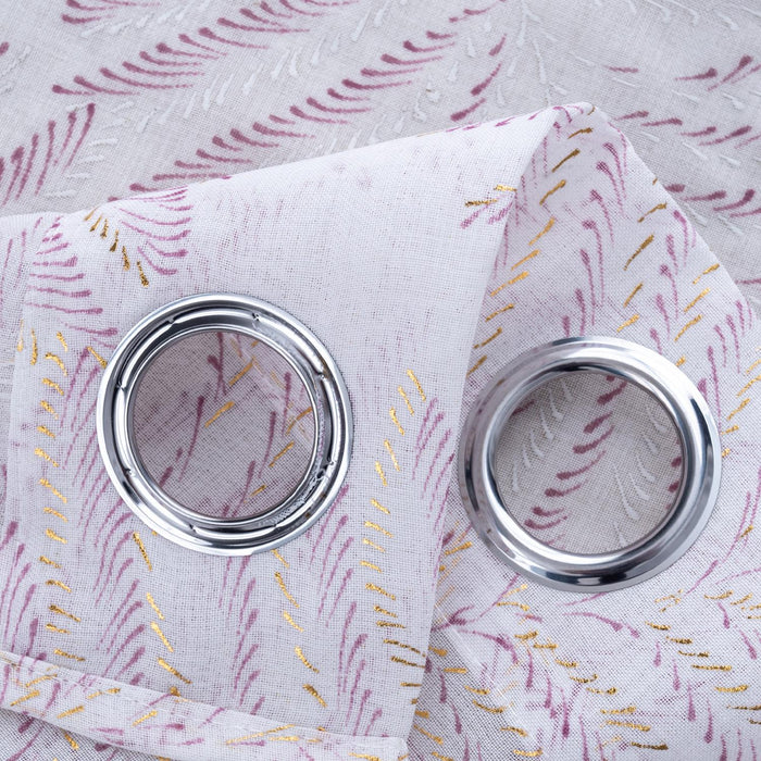 RT Designers Collection Faye Grommet Metallic Sheer Printed Doily Curtain Panel Rose