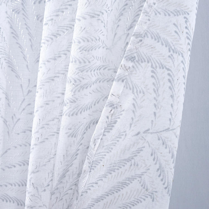 RT Designers Collection Faye Grommet Metallic Sheer Printed Doily Curtain Panel Silver