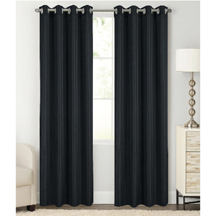 RT Designer Collection Gibson Luxurious Decorative Grommet Curtain Panel 54" x 90" Black