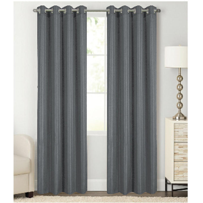 RT Designer Collection Gibson Luxurious Decorative Grommet Curtain Panel 54" x 90" Charcoal