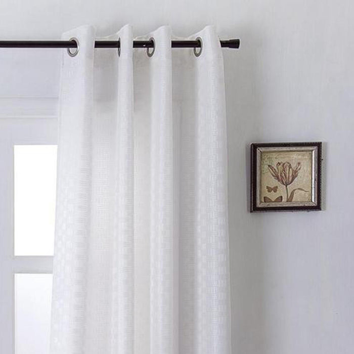 RT Designers Gianna Geometric Jacquard Single Grommet Curtain Panel Pair - 54x84", White