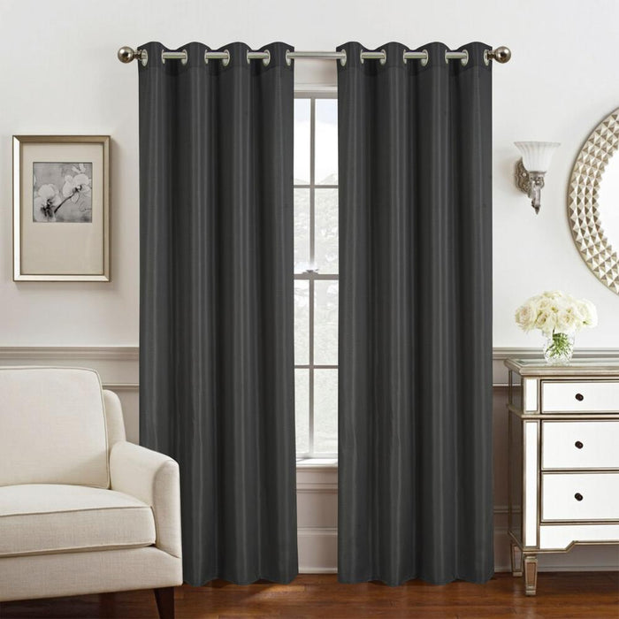 Olivia Gray Gilbert Solid Single Grommet Curtain Panel Pair - 54x84", Black