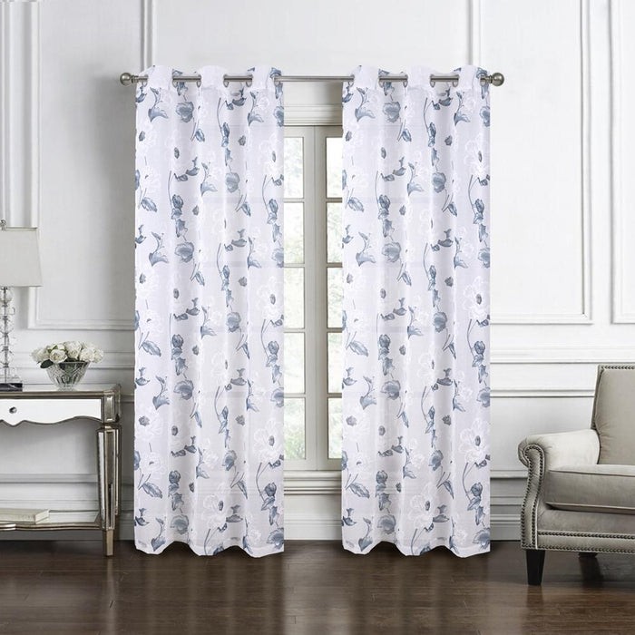RT Designers Collection Jillian Rubber Doily Grommet Light Filtering Window Curtains for Bedroom 54" x 95"