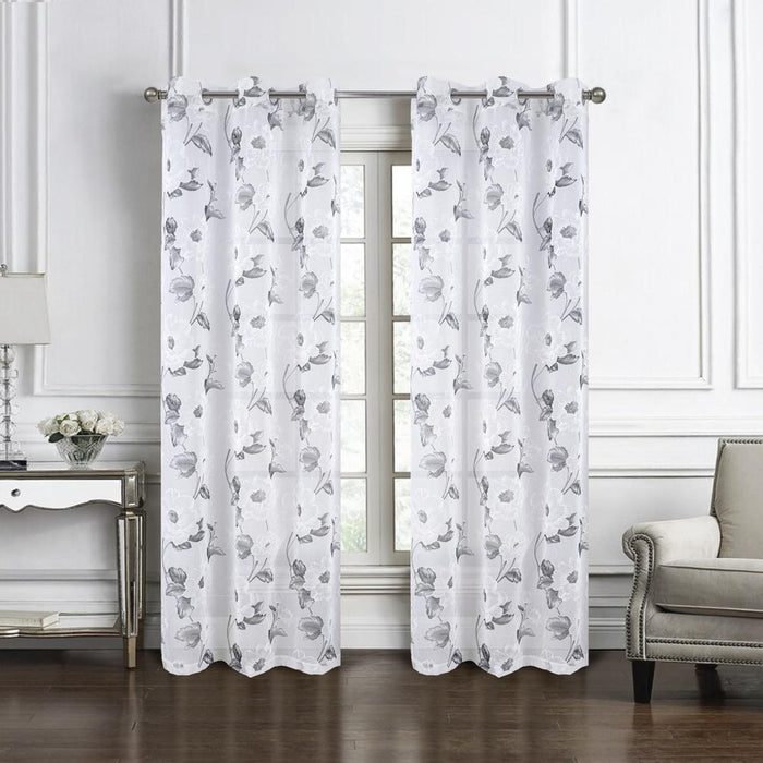 RT Designers Collection Jillian Rubber Doily Grommet Light Filtering Window Curtains for Bedroom 54" x 95"