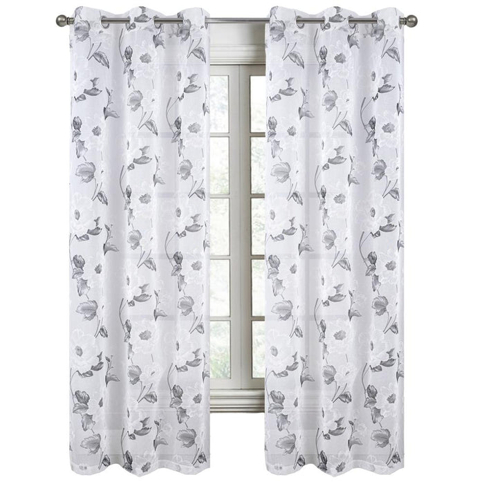 RT Designers Collection Jillian Rubber Doily Grommet Light Filtering Window Curtains for Bedroom 54" x 95"
