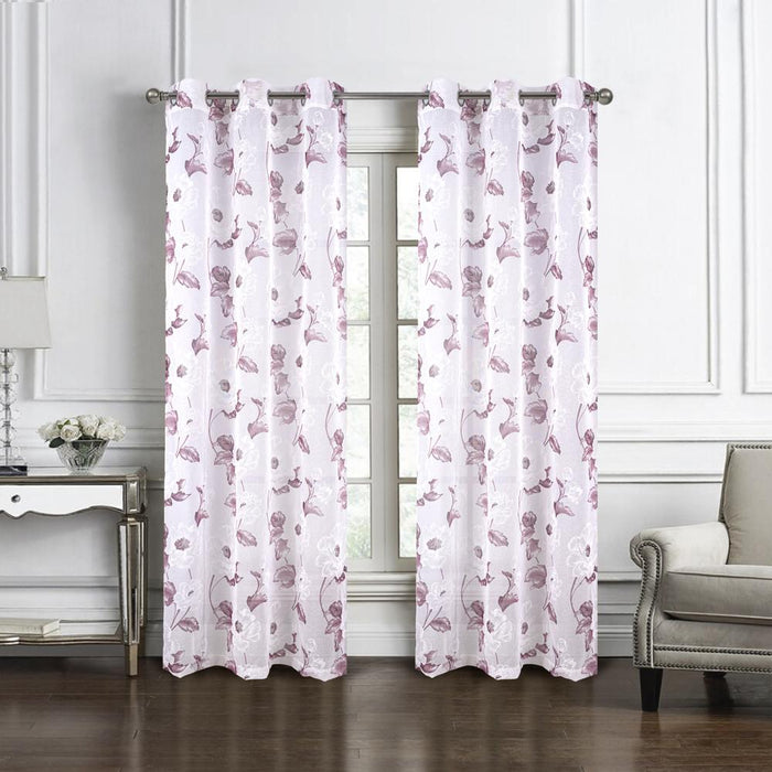 RT Designers Collection Jillian Rubber Doily Grommet Light Filtering Window Curtains for Bedroom 54" x 95"