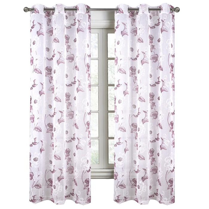 RT Designers Collection Jillian Rubber Doily Grommet Light Filtering Window Curtains for Bedroom 54" x 95"