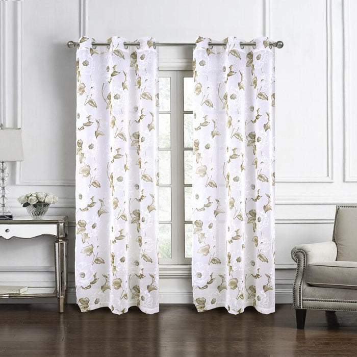 RT Designers Collection Jillian Rubber Doily Grommet Light Filtering Window Curtains for Bedroom 54" x 95"