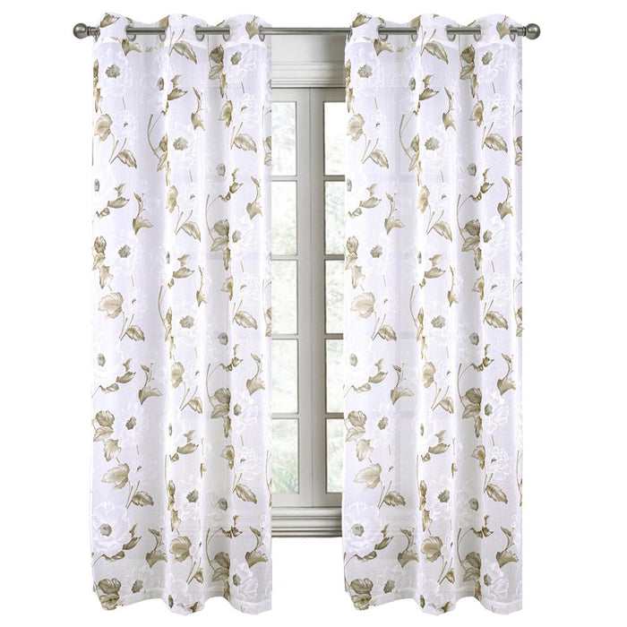 RT Designers Collection Jillian Rubber Doily Grommet Light Filtering Window Curtains for Bedroom 54" x 95"