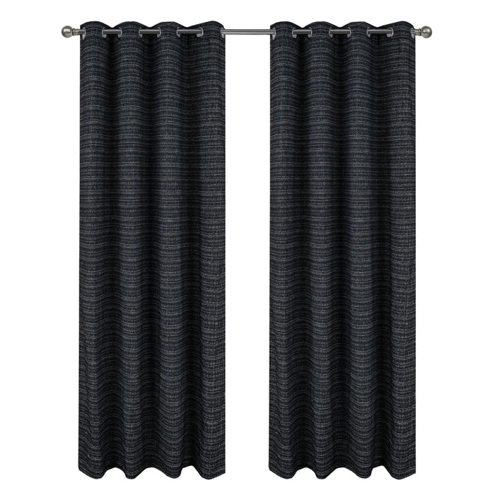 RT Designer Collection Kensington Jacquard Foam Backed Luxurious Decorative Grommet Curtain Panel Black