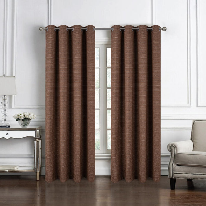 RT Designer Collection Kensington Jacquard Foam Backed Luxurious Decorative Grommet Curtain Panel Coffee