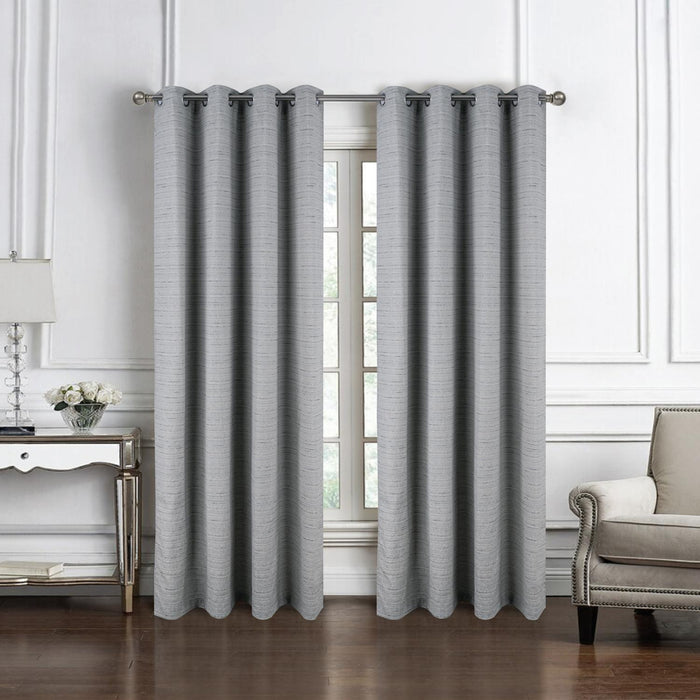 RT Designer Collection Kensington Jacquard Foam Backed Luxurious Decorative Grommet Curtain Panel Grey