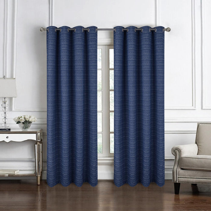 RT Designer Collection Kensington Jacquard Foam Backed Luxurious Decorative Grommet Curtain Panel Navy