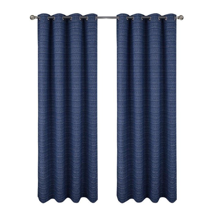 RT Designer Collection Kensington Jacquard Foam Backed Luxurious Decorative Grommet Curtain Panel Navy