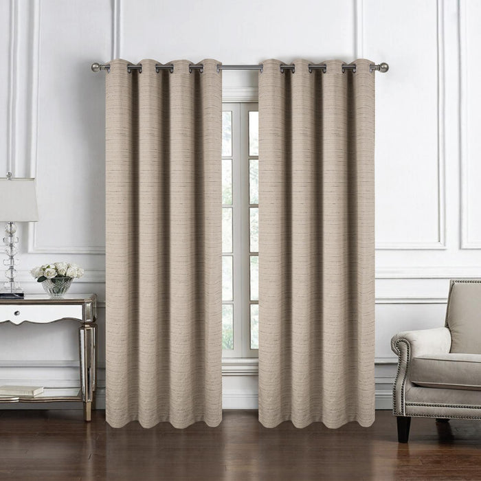 RT Designer Collection Kensington Jacquard Foam Backed Luxurious Decorative Grommet Curtain Panel Taupe