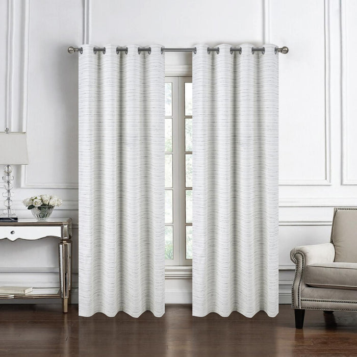 RT Designer Collection Kensington Jacquard Foam Backed Luxurious Decorative Grommet Curtain Panel White