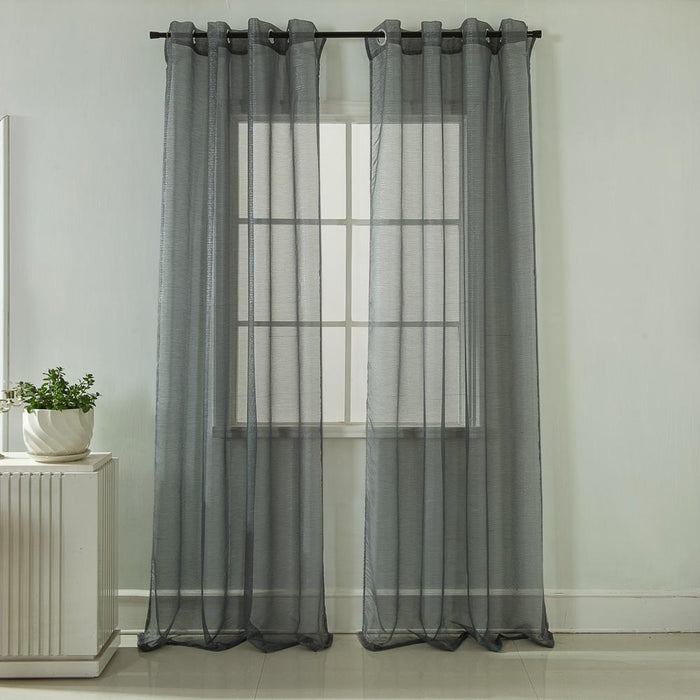 Ramallah Lonnie Grommet Curtain Panel - 54x90", Charcoal