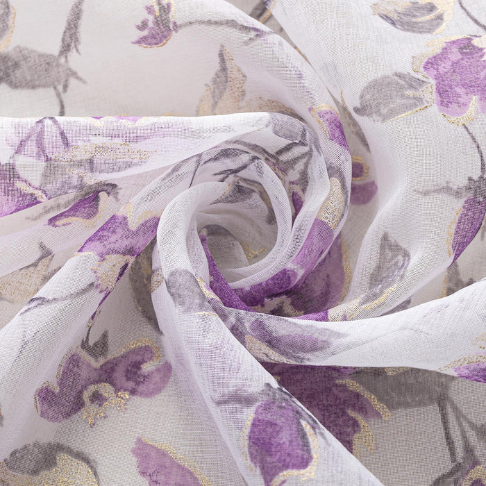 RT Designers Collection Meadow Grommet Metallic Sheer Printed Doily Curtain Panel Lilac