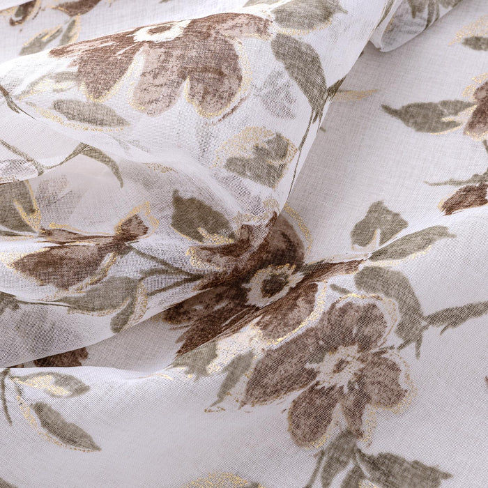 RT Designers Collection Meadow Grommet Metallic Sheer Printed Doily Curtain Panel Taupe