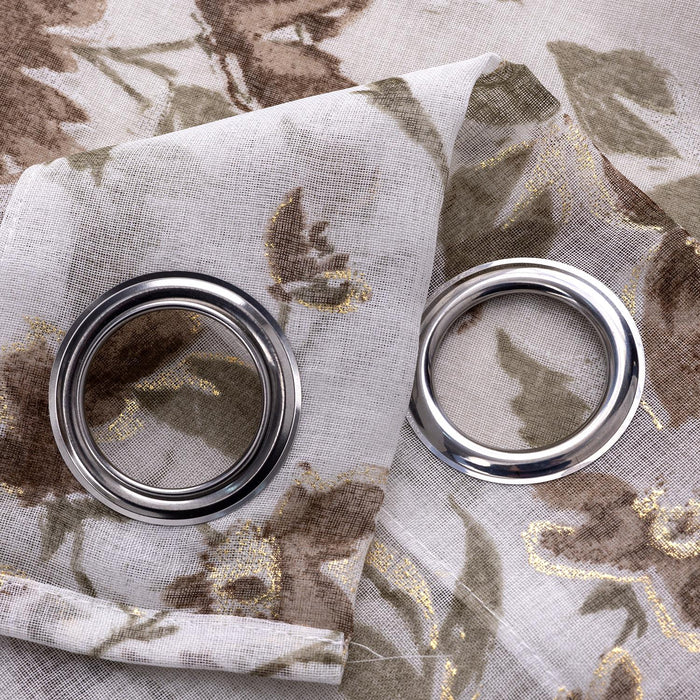 RT Designers Collection Meadow Grommet Metallic Sheer Printed Doily Curtain Panel Taupe