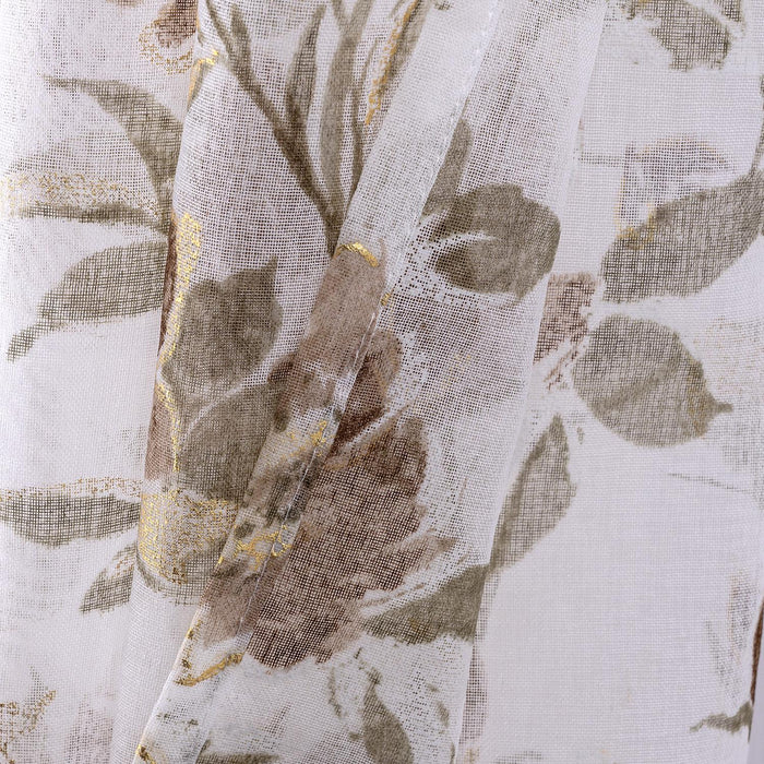 RT Designers Collection Meadow Grommet Metallic Sheer Printed Doily Curtain Panel Taupe