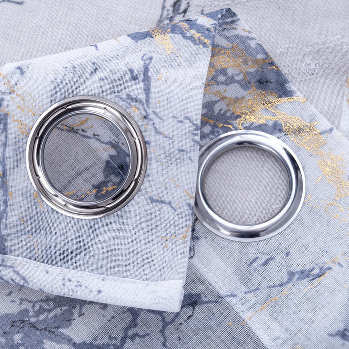 RT Designers Collection Marble Grommet Metallic Sheer Printed Doily Curtain Panel Grey