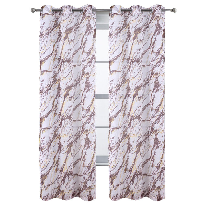 RT Designers Collection Marble Grommet Metallic Sheer Printed Doily Curtain Panel Red