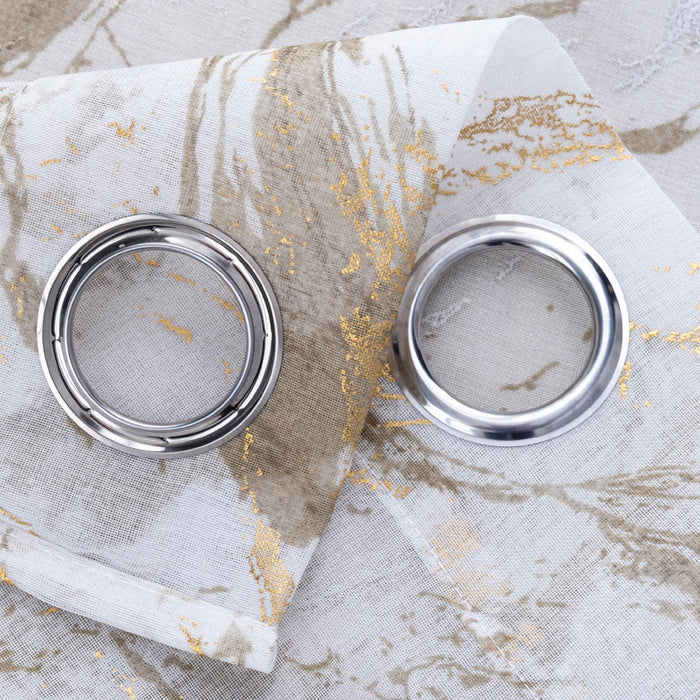 RT Designers Collection Marble Grommet Metallic Sheer Printed Doily Curtain Panel Taupe