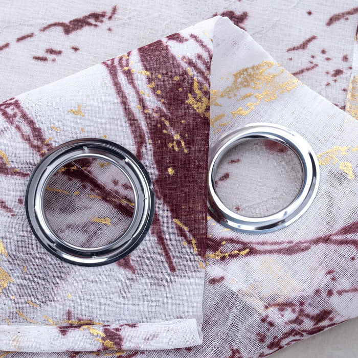 RT Designers Collection Marble Grommet Metallic Sheer Printed Doily Curtain Panel Red