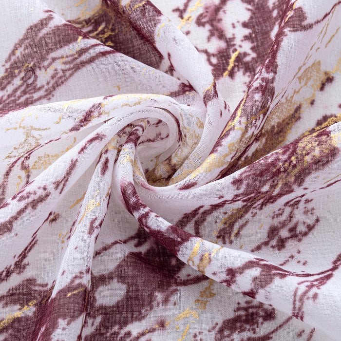 RT Designers Collection Marble Grommet Metallic Sheer Printed Doily Curtain Panel Red