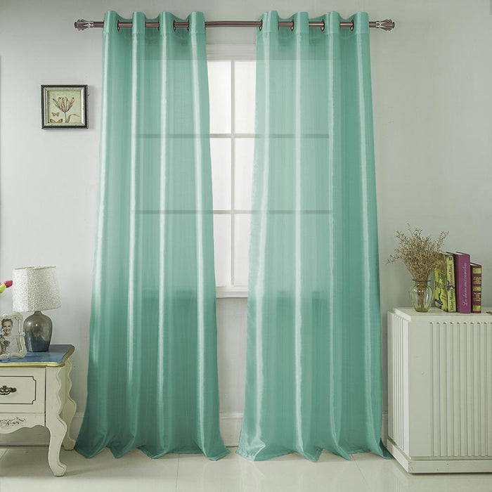 RT Designers Collection Nancy Faux Silk Grommet Curtain Panel 54" x 84" Aqua