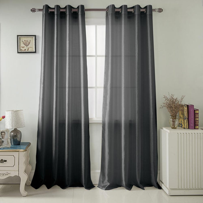 RT Designers Collection Nancy Faux Silk Grommet Curtain Panel 54" x 84" Black