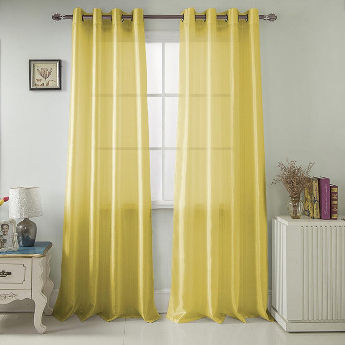 RT Designers Collection Nancy Faux Silk Grommet Curtain Panel 54" x 84" Neon Yellow