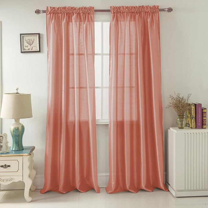 RT Designers Collection Nikki Premium Rod Pocket Curtain Panel Coral