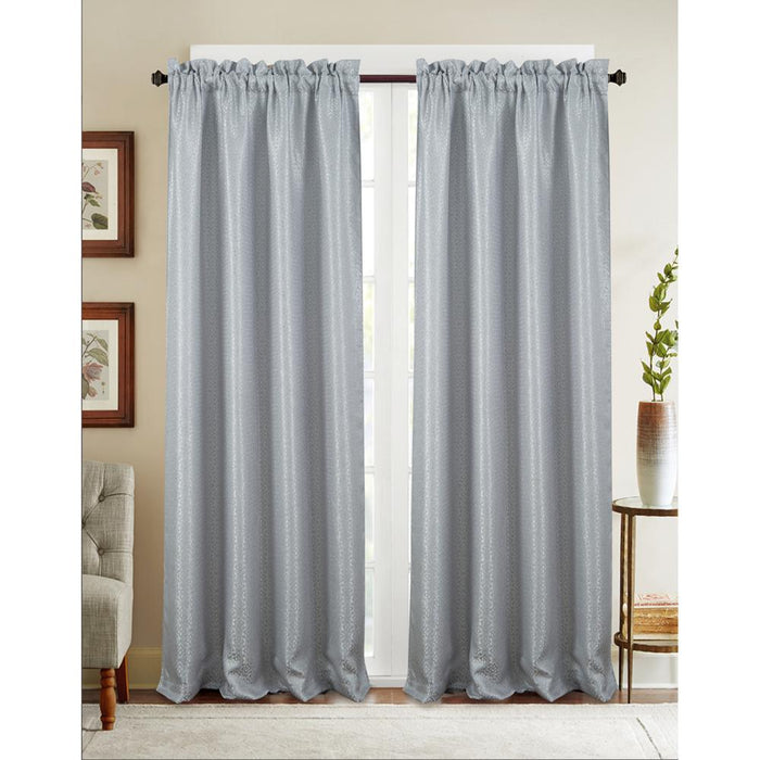 Olivia Gray Naples Textured Jacquard 53 x 84 in. Single Rod Pocket Curtain Panel in Silver