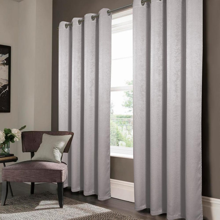 Oliva Gray Nora Embossed Blackout Grommet Panel - 52x90" Silver