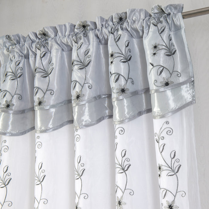 Priscilla Embroidered Panel With Double Valance - RT Designers Collection