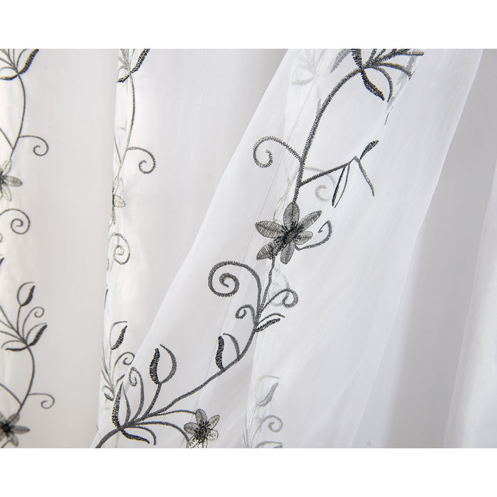 Priscilla Embroidered Panel With Double Valance - RT Designers Collection