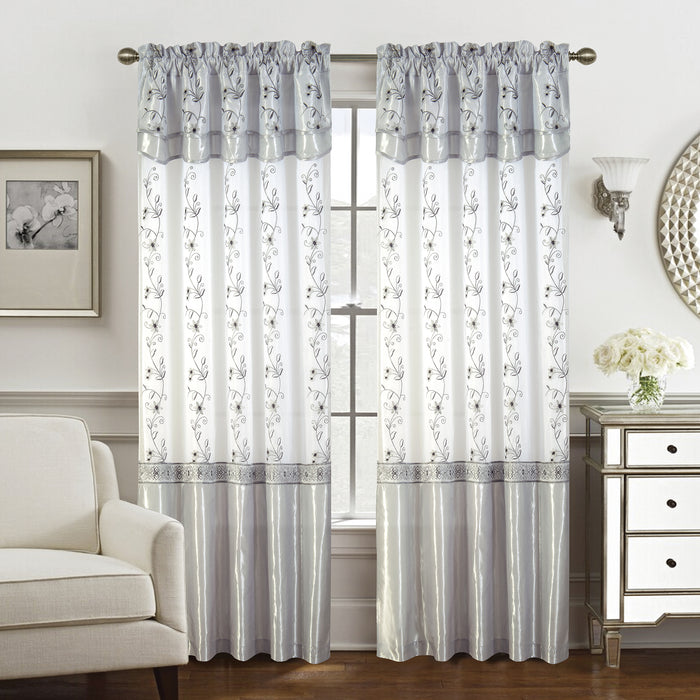 Priscilla Embroidered Panel With Double Valance - RT Designers Collection
