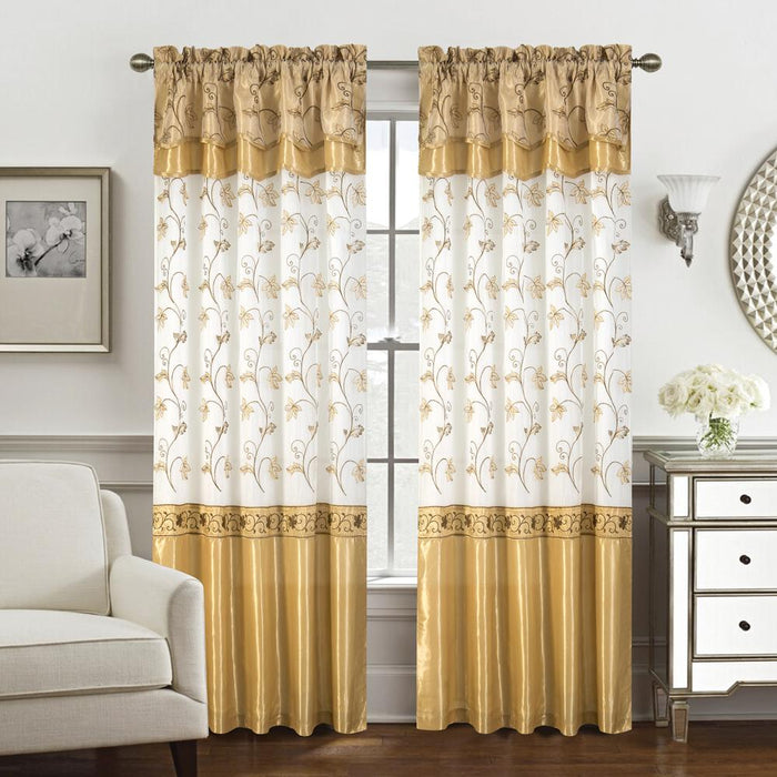 Pia Embroidered Panel With Double Valance - RT Designers Collection
