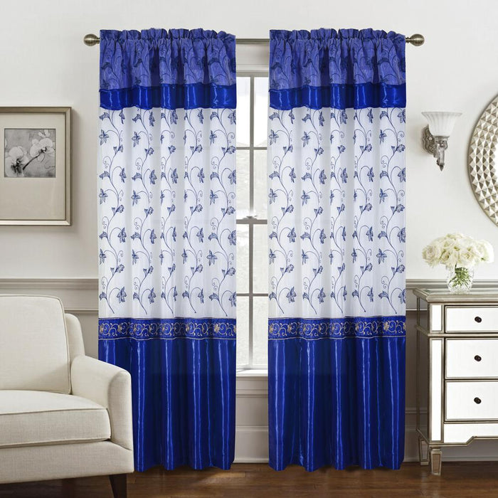 Pia Embroidered Panel With Double Valance - RT Designers Collection