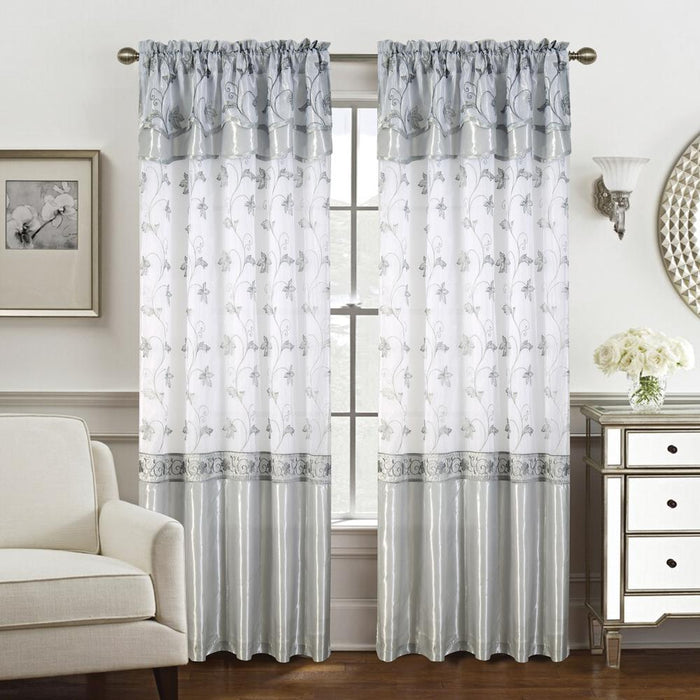 Pia Embroidered Panel With Double Valance - RT Designers Collection