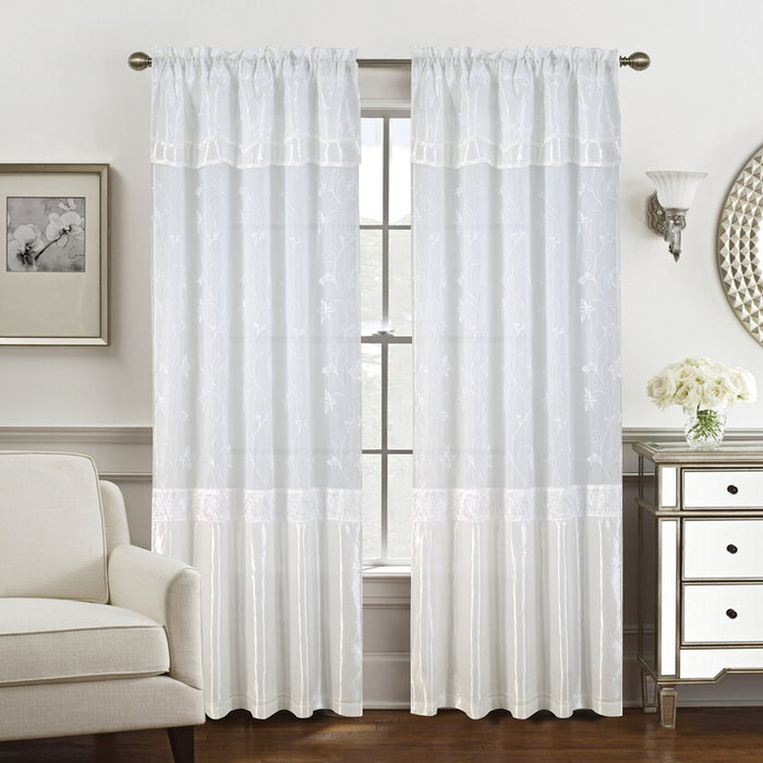 Pia Embroidered Panel With Double Valance - RT Designers Collection