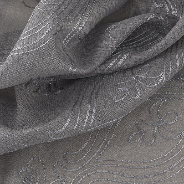 RT Designers Collection Pearl Emb Metallic Doily Rod Pocket Room Darkening Window Curtain Panel for Bedroom Charcoal