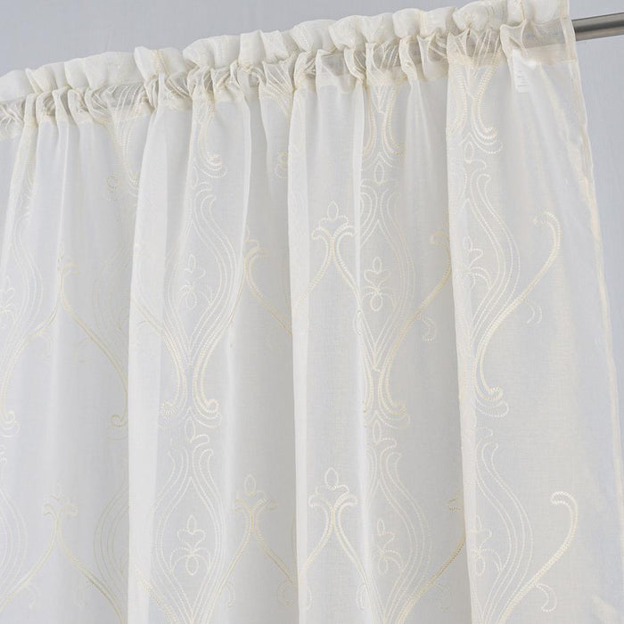 RT Designers Collection Pearl Emb Metallic Doily Rod Pocket Room Darkening Window Curtain Panel for Bedroom Gold