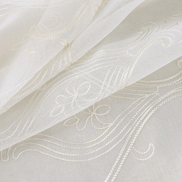 RT Designers Collection Pearl Emb Metallic Doily Rod Pocket Room Darkening Window Curtain Panel for Bedroom Gold