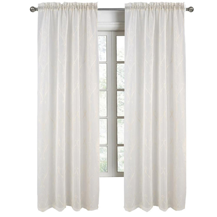 RT Designers Collection Pearl Emb Metallic Doily Rod Pocket Room Darkening Window Curtain Panel for Bedroom Gold